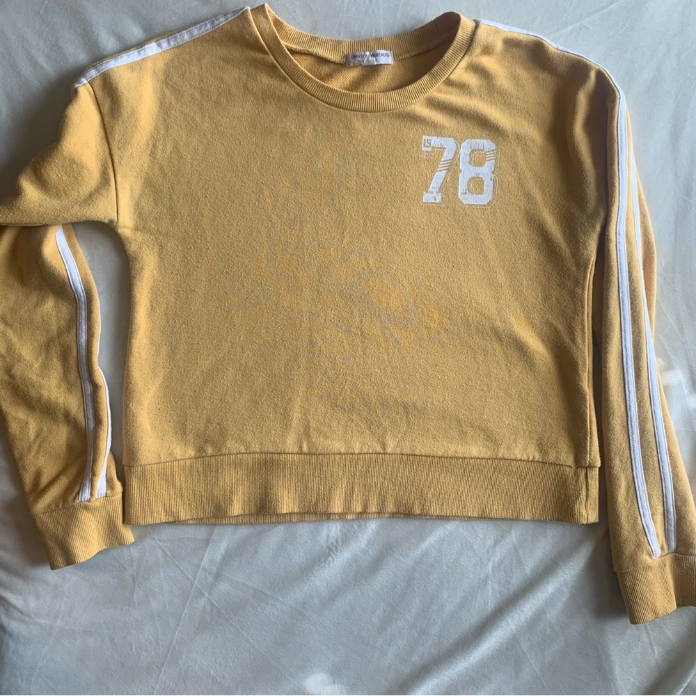 Grayson Threads Small Crop Sweatshirt Yellow 1978 White Trim
